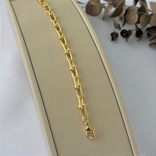 Pulseira inspiração Tiffany em banho de ouro 18k