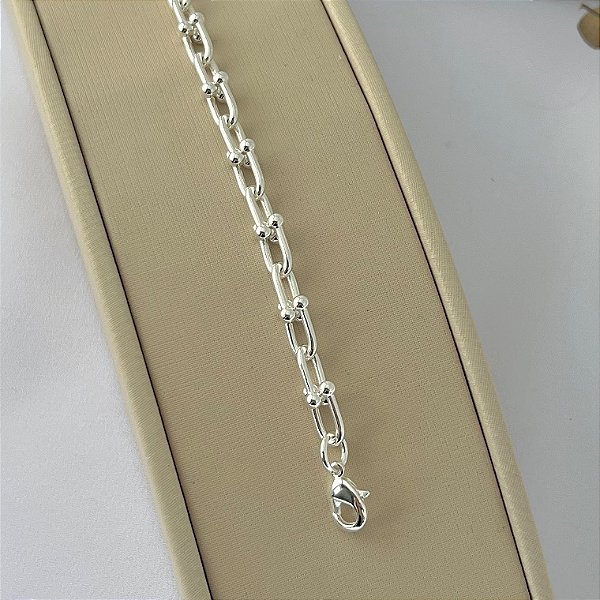 Pulseira inspiração Tiffany em banho de prata silver
