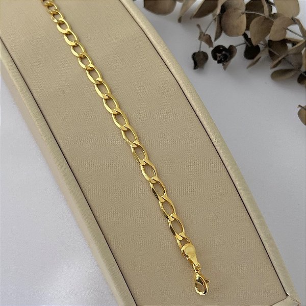 Pulseira masculina de elos G em banho de ouro 18k