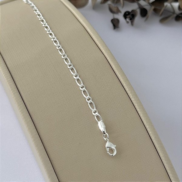 Pulseira infantil dois elos mini em banho de prata silver