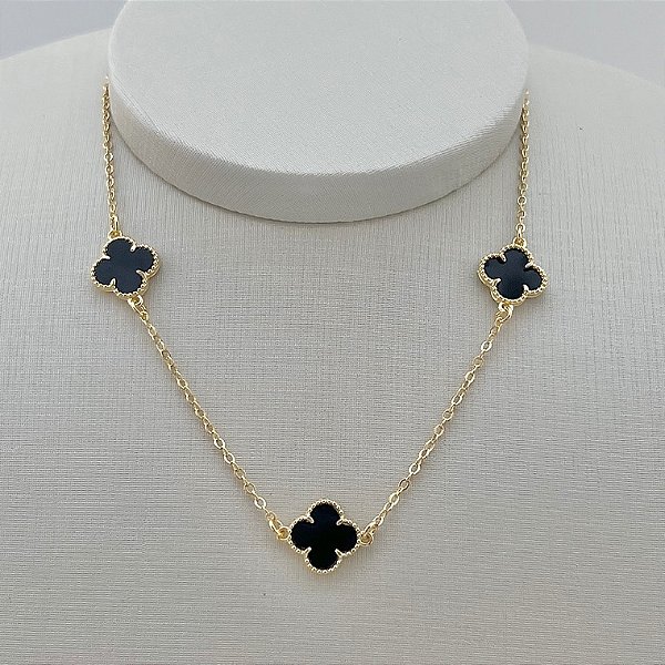 Colar de trevo inspiração Van-Cleef em banho de ouro 18k