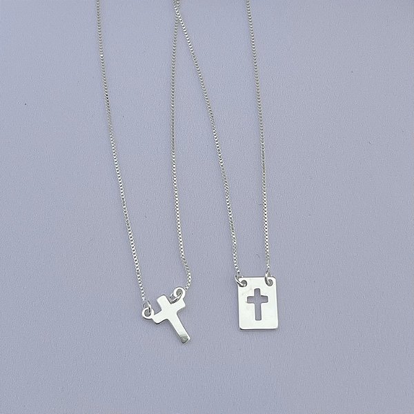 Escapulário Crucifixo em banho de prata silver