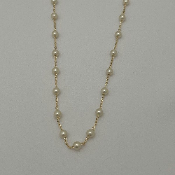 Colar de bolinhas em pérola em banho de ouro 18k