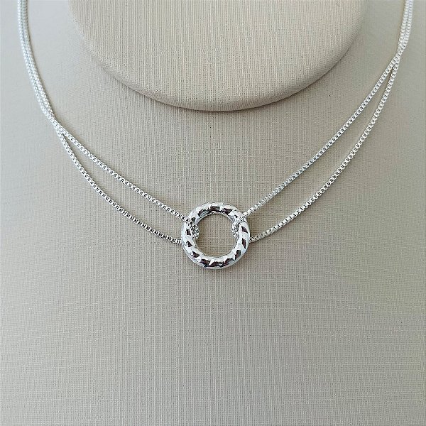 Colar pingente orgânico em banho de prata silver