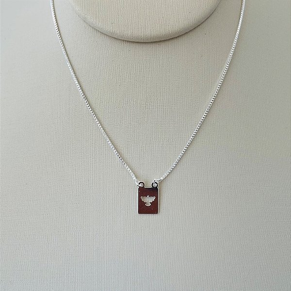 Escapulário infantil Espirito Santo em banho de prata silver