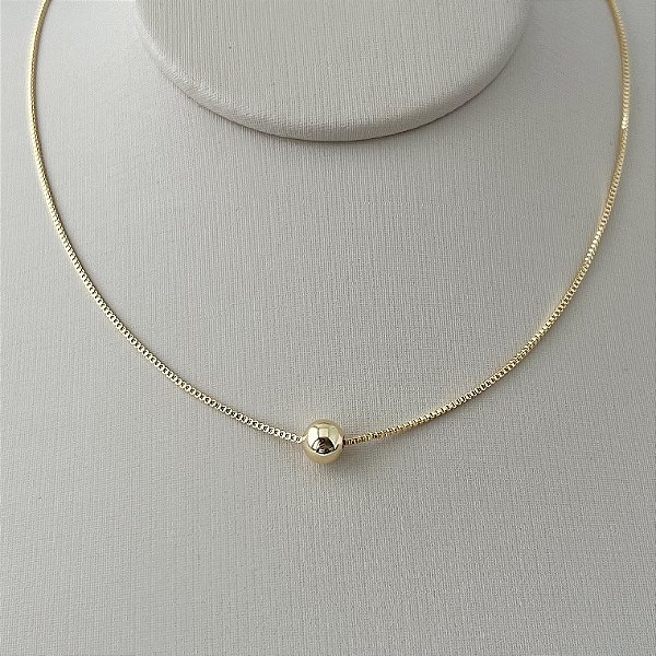 Colar bolinha em banho de ouro 18k