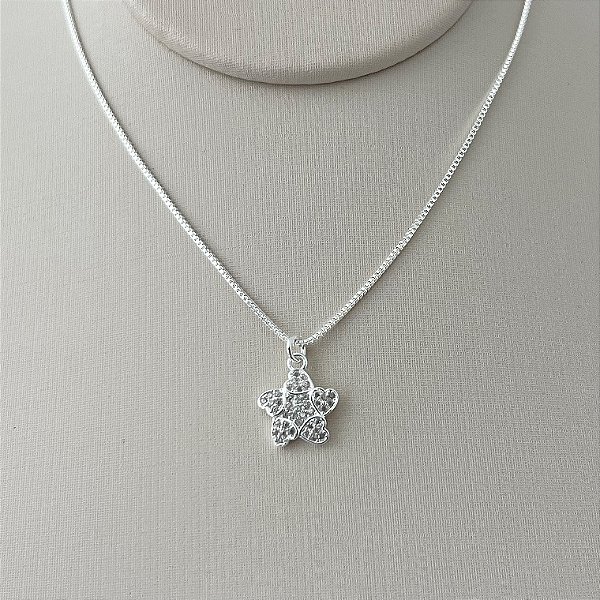 Colar estrela do mar cravejada em banho de prata silver