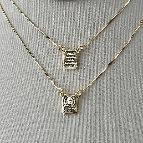 Escapulário Sagrado coração de Jesus em banho de ouro 18k