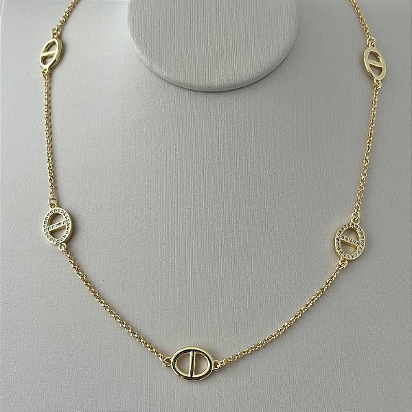 Colar inspiração cartier em banho de ouro 18k