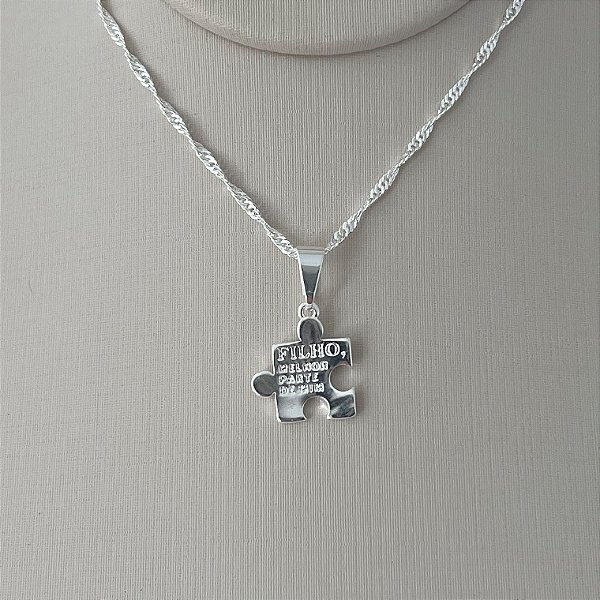 Colar pingente símbolo autismo em banho de prata silver