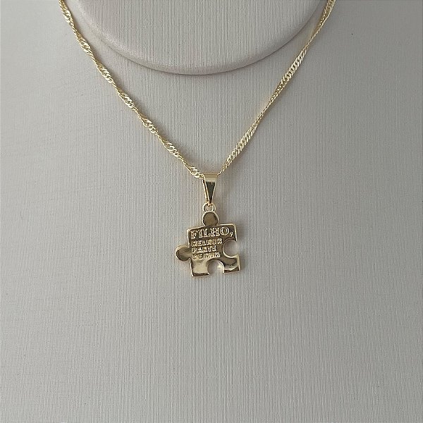 Colar pingente símbolo autismo em banho de ouro 18k