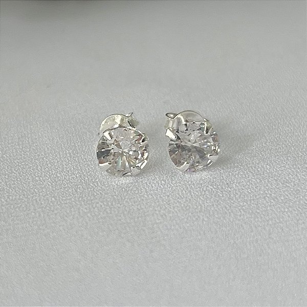 Brinco ponto de luz M em banho de prata silver