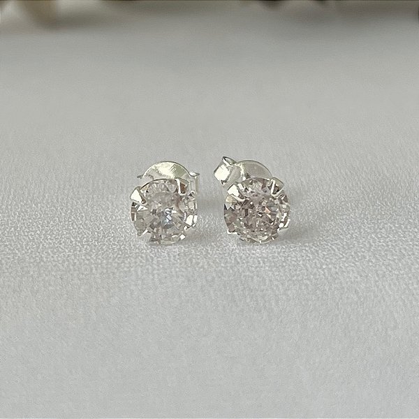 Brinco ponto de luz P em banho de prata silver