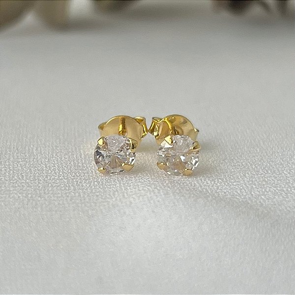 Brinco ponto de luz PP em banho de ouro 18k