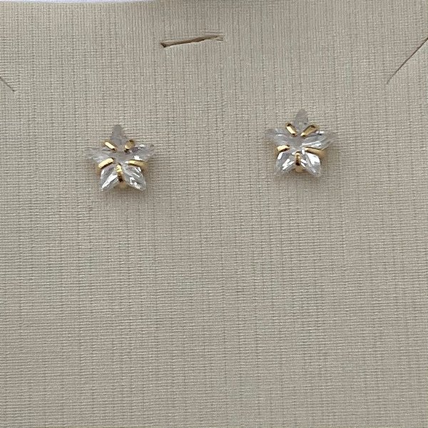 Brinco ponto de luz formato estrela G em banho de ouro 18k