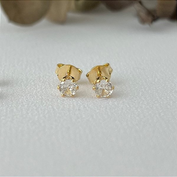 Brinco ponto de luz M em banho de ouro 18k