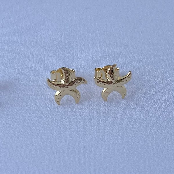Brinco de estrela do mar em banho de ouro 18k