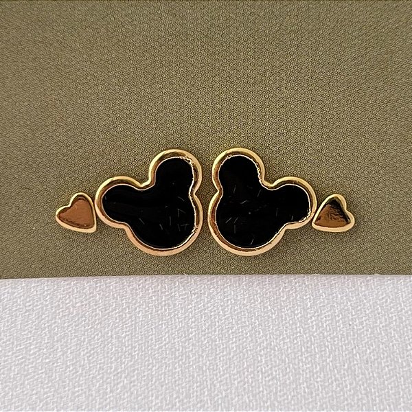 Dupla mickey em banho de ouro 18k