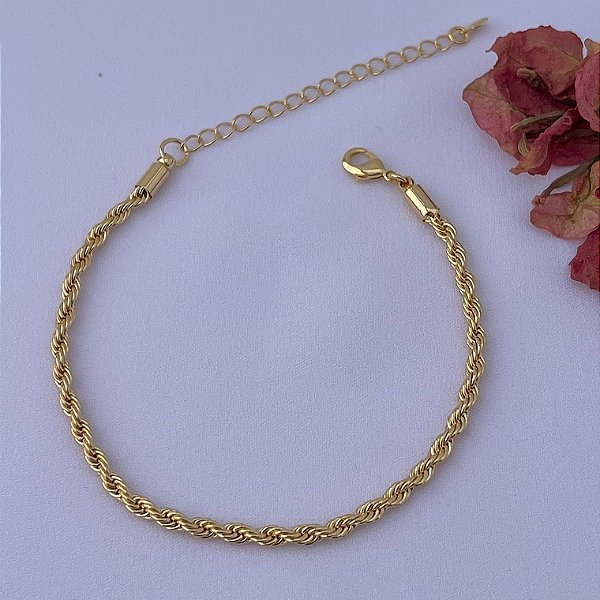 Pulseira cordão baiano M em banho de ouro 18k