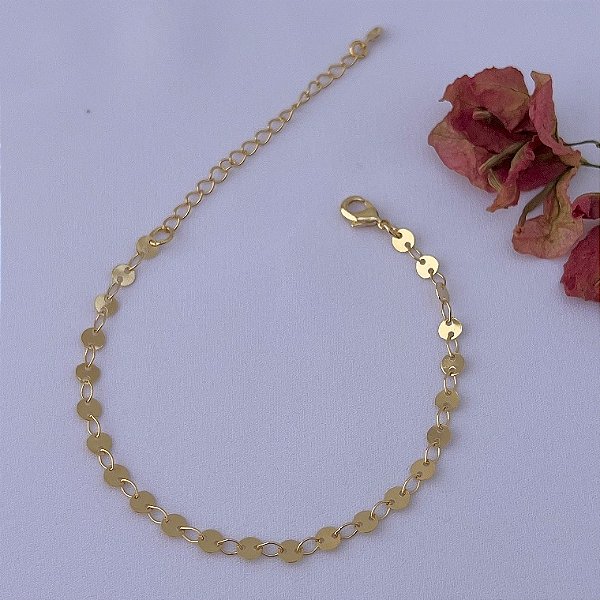 Pulseira mini moedinhas em banho de ouro 18k