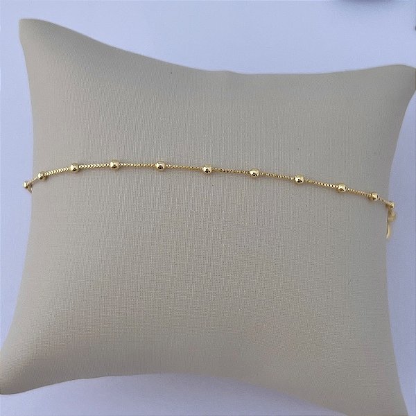 Pulseira infantil de bolinhas em banho de ouro 18k