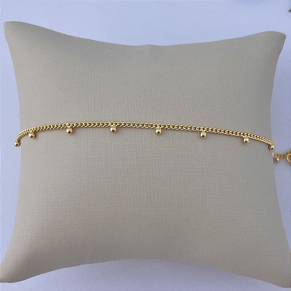 Pulseira de bolinhas em banho de ouro 18k