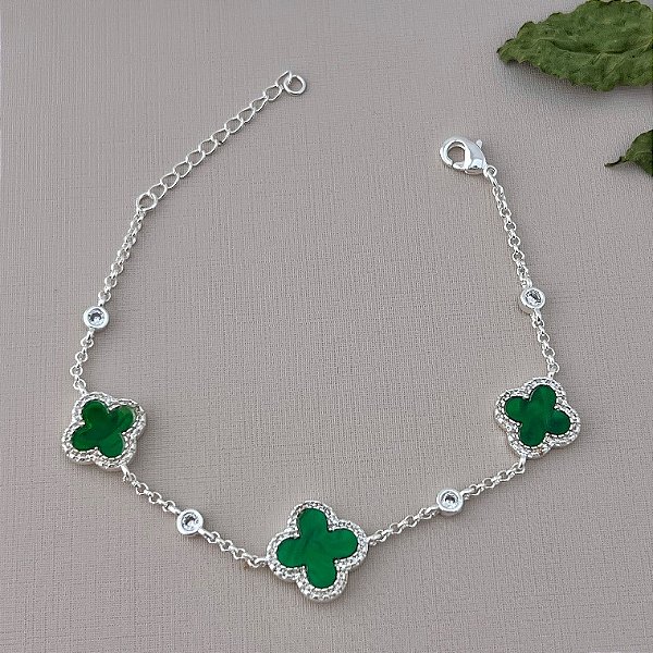 Pulseira inspiração Van-Cleef em banho de prata silver