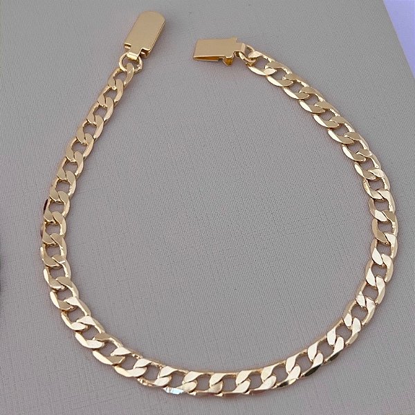 Pulseira masculina elos grumet G em banho de ouro 18k