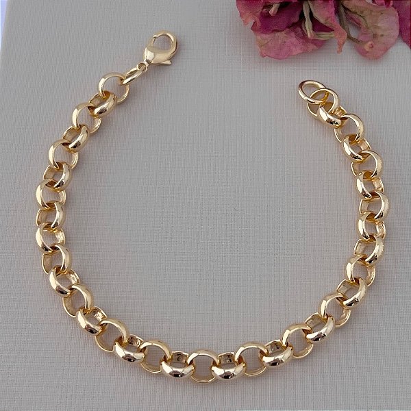 Pulseira de elos redondos G em banho de ouro 18k