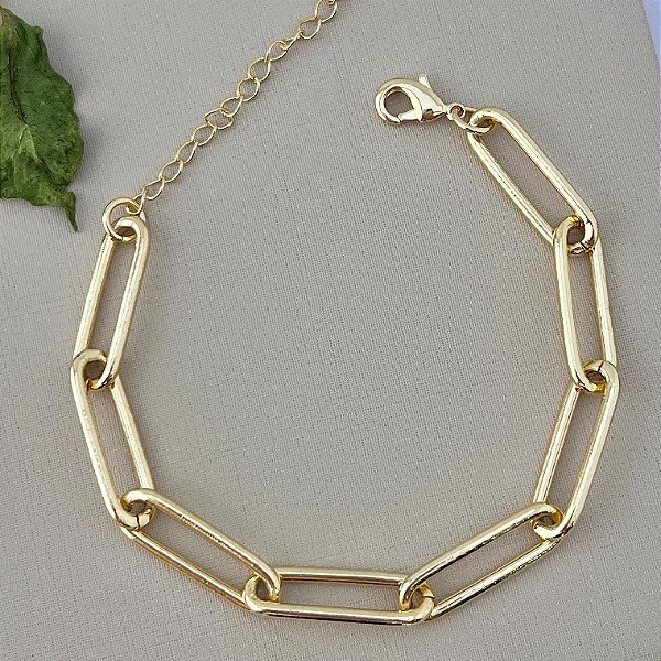 Pulseira de elos retangulares G em banho de banho de ouro 18k