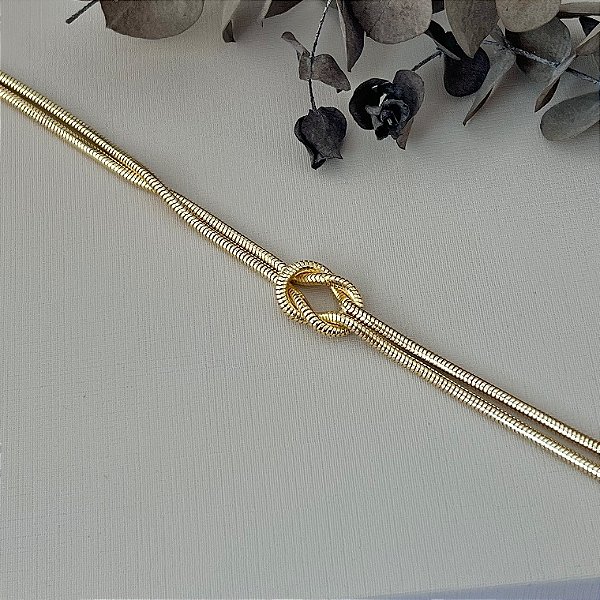 Pulseira nó salamandra fina em banho de ouro 18k