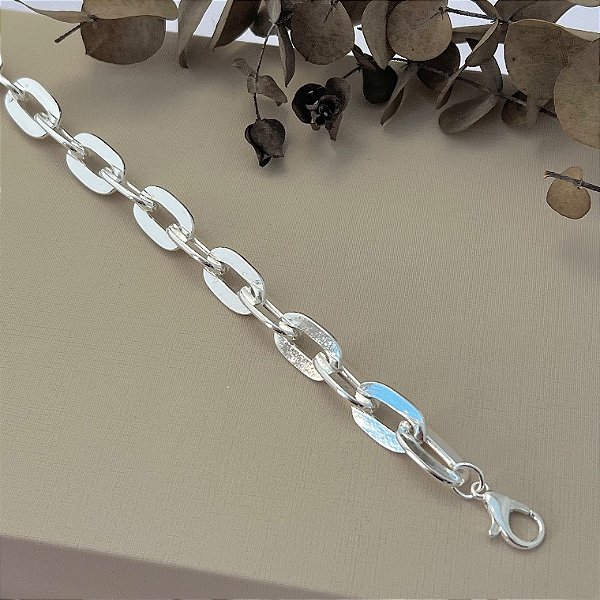 Pulseira de elos robustos em banho de prata silver