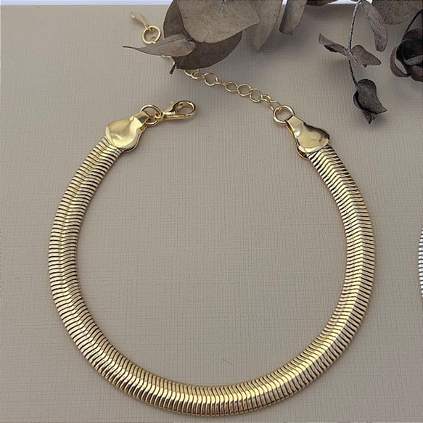 Pulseira salamandra G em banho de ouro 18k