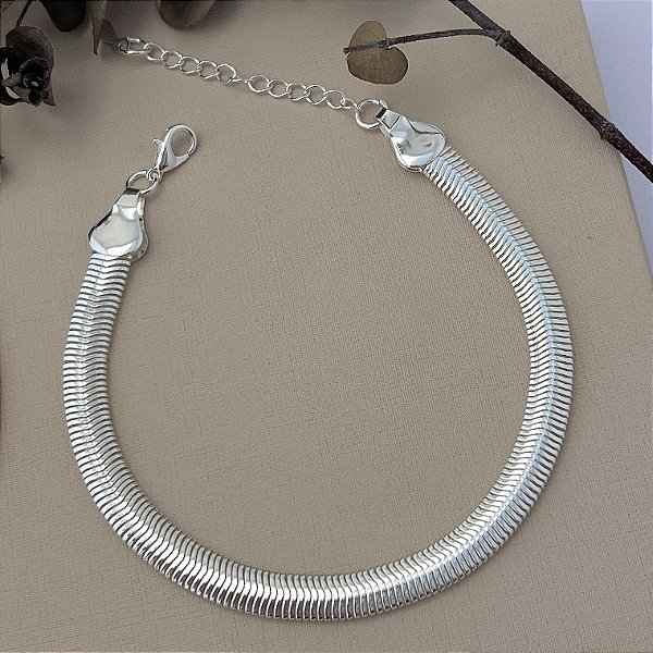 Pulseira salamandra G em banho de prata silver