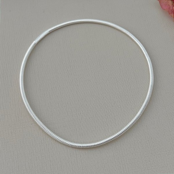 Bracelete corda de violão P em banho de prata silver