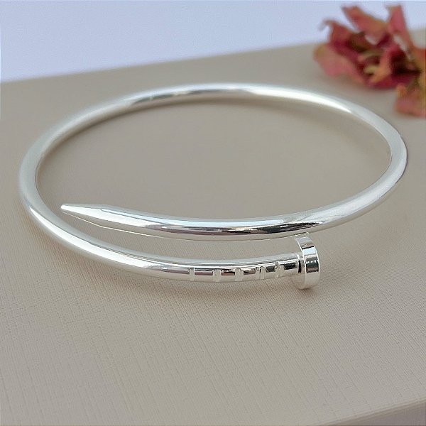 Bracelete de prego em banho de prata silver