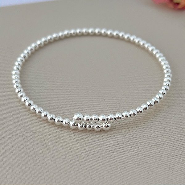 Bracelete de bolinhas em banho de prata silver