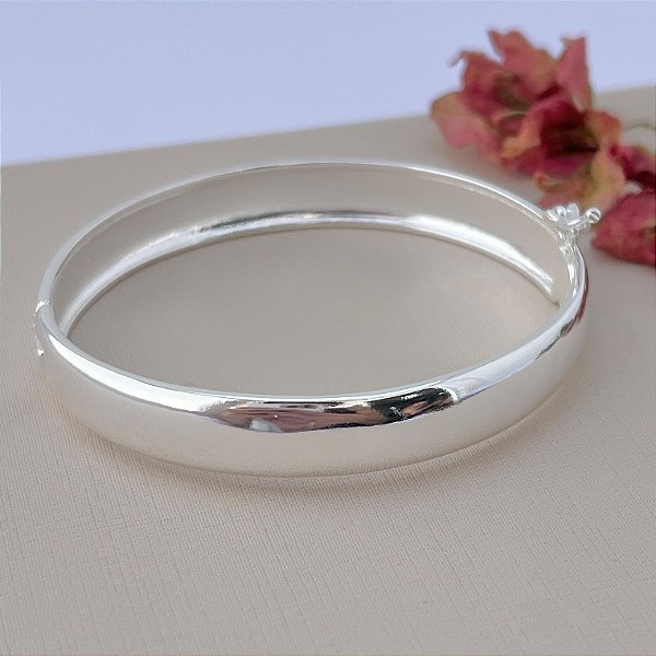 Bracelete abaloado G em banho de prata silver