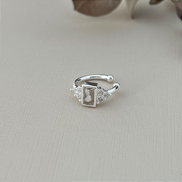 Piercing fake com zircônia em banho de prata silver