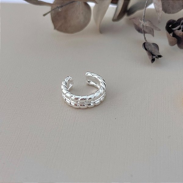 Piercing fake modelo tipo corda em banho de prata silver