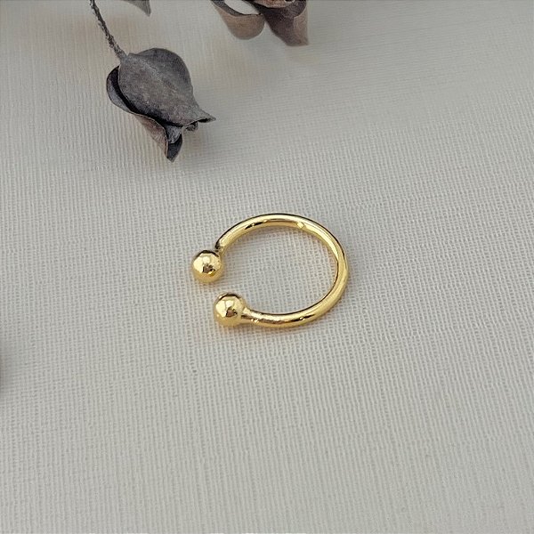 Piercing fake liso com bolinhas em banho de ouro 18k