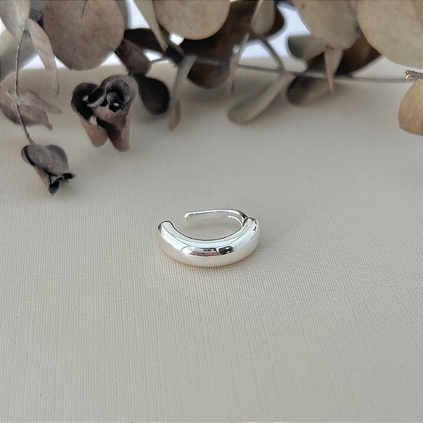 Piercing fake liso abaloado em banho de prata silver