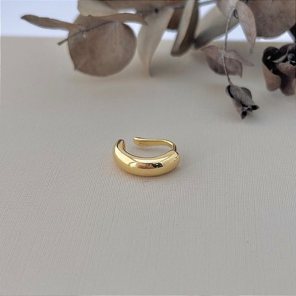 Piercing fake liso abaloado em banho de ouro 18k