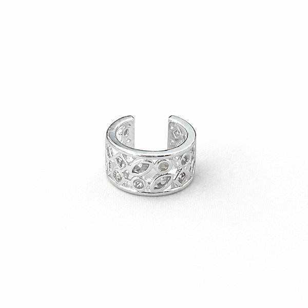 Piercing fake formas geométricas cravejado em banho de prata silver
