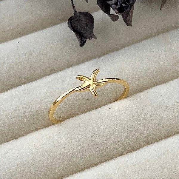 Anel aro 22,5 estrela do mar em banho de ouro 18k