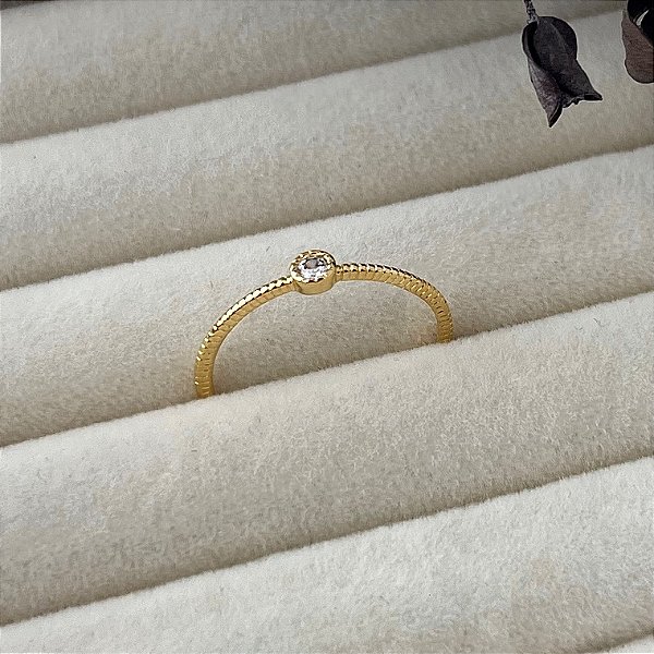 Anel aro 19 mini ponto de luz em banho de ouro 18k