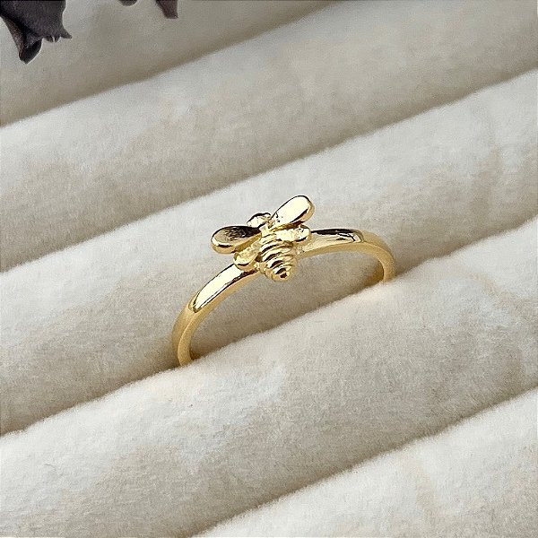 Anel abelha em banho de ouro 18k
