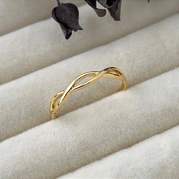 Anel aro 20,5 infinitos vazados em banho de ouro 18k