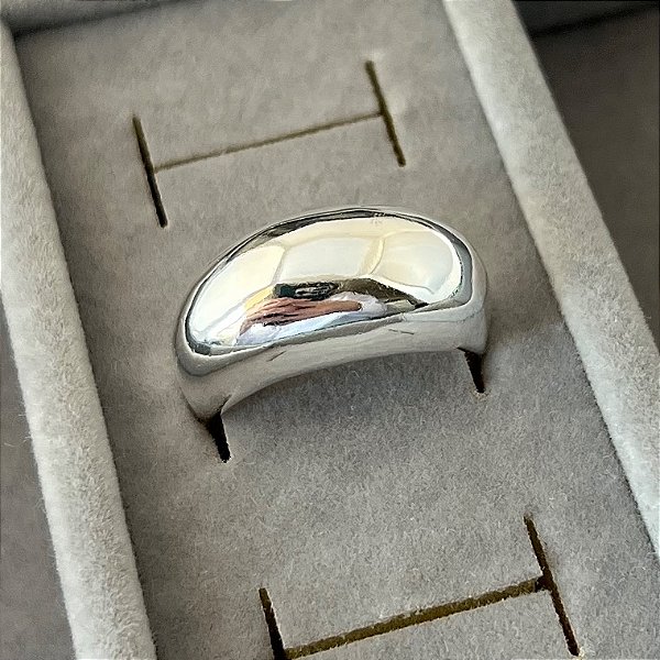 Anel 19 G abaloado em banho de prata silver