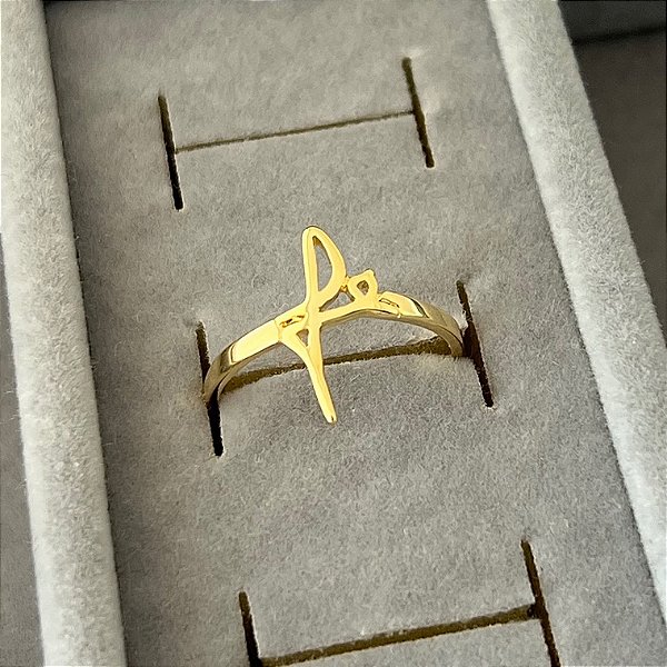 Anel fé aro 13,5 em banho de ouro 18k